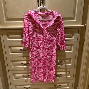 Gently Used Jude Connally Pink Zebra shirt dress M